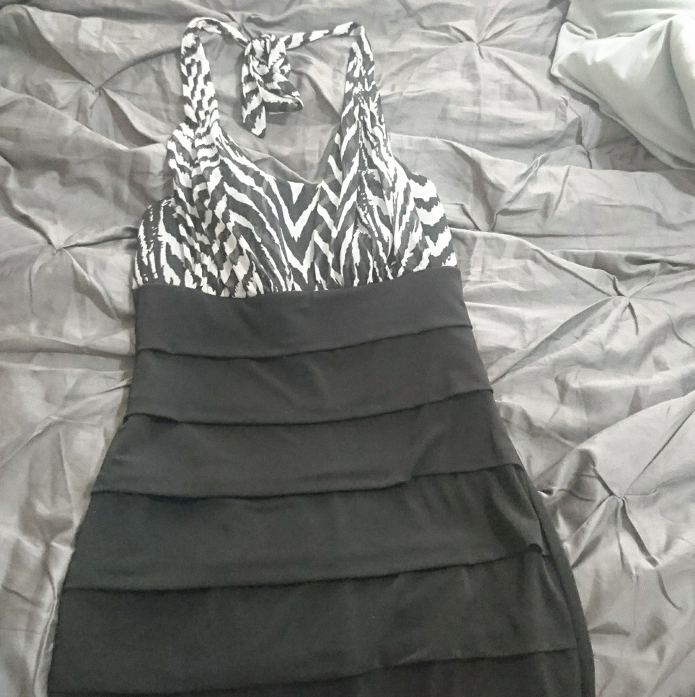 Black and white dress.